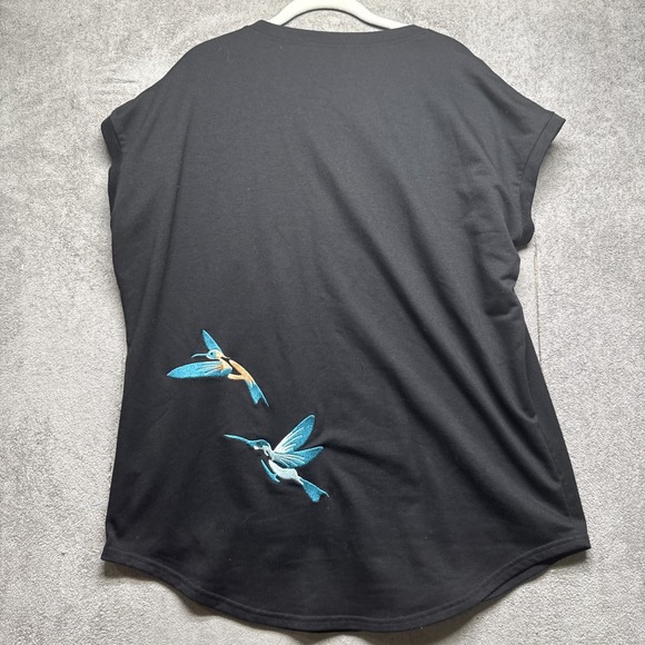Black Embroidered‎ Wave Bird Graphic Sleeveless T Shirt YoungLA Medium - Picture 7 of 8